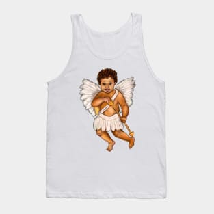 The Best Valentine’s Day Gift ideas 2022, Cupid.... baby angel holding an arrow - curly Afro Hair and gold arrow Tank Top